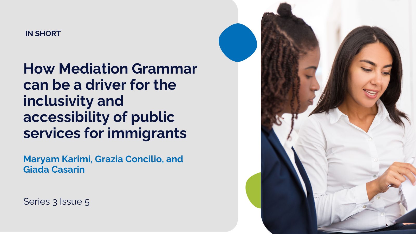Mediation Grammar, a driver for the inclusivity and accessibility of public services for immigrants